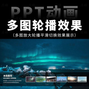 高级感7张多图放大轮播平滑切换效果排版展示动画动态ppt模板素材-淘宝虚拟仓