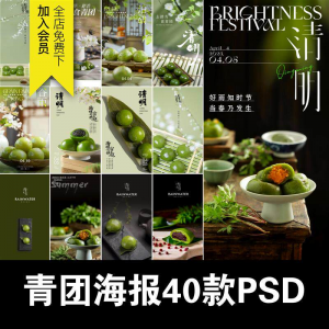 清明青团中式糕点促销摄影实拍照片餐饮食品海报模板PSD设计素材-淘宝虚拟仓