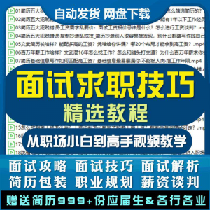 求职面试技巧视频课程简历包装职业规划应酬谈判辅导干货培训指导-淘宝虚拟仓